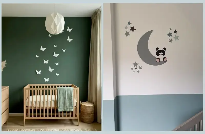 Groene babykamers met handgemaakte Kidzbrand behangstickers